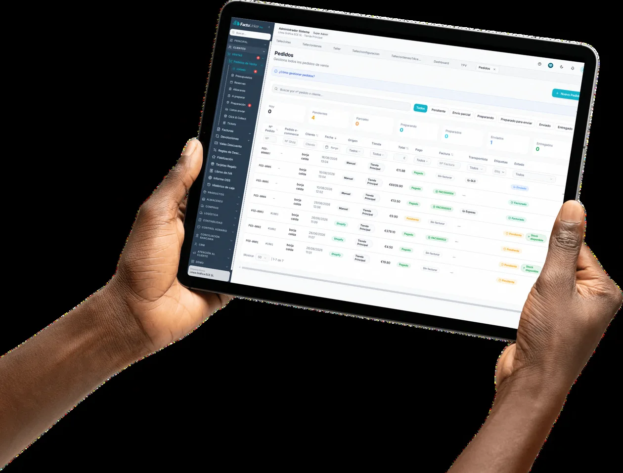 FactuLinker Pro en tablet